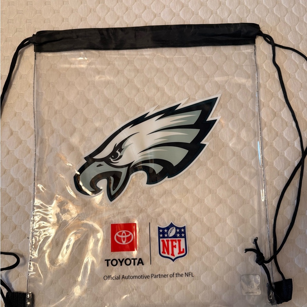 Clear Drawstring Backpack with Black Accents - image 1